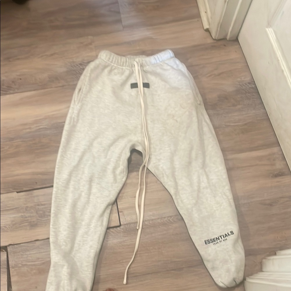 Essentials Cream Sweatpants with Elastic Waistband
